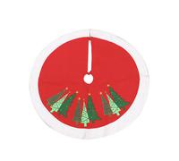 Dibor Red Embroidered Fleece Christmas Tree Skirt With White Trim, 89 Cm.