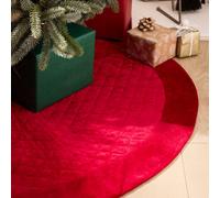 Dibor Red Velvet Quilted Christmas Tree Decoration Christmas Tree Skirt 36"