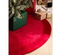 Dibor Red Velvet Quilted Christmas Tree Decoration Christmas Tree Skirt 36"