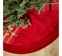 Dibor Red Velvet Quilted Christmas Tree Decoration Christmas Tree Skirt 48"