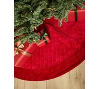 Dibor Red Velvet Quilted Christmas Tree Decoration Christmas Tree Skirt 48" Dibor Red