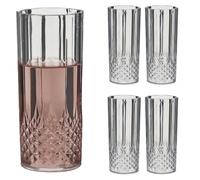 Dibor Reusable Plastic Drinking Glasses Set of 4 - Wine Glass Tumbler Acrylic Party Alfresco Dining Picnic Glassware Set with Vintage Style Diamond Embossed Finish Design (Tumblers)
