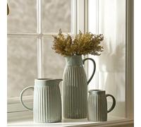 Dibor Ribbed Washed Blue Ceramic Pitcher Jug Set of 3 | Size: 3 Scarves Dibor Blue 3 Scarves