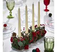 Dibor Roses Four Dinner Centrepiece Christmas Decoration Tealight Holder Candle Holders 35cm in Red Dibor Red
