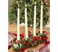 Dibor Roses Four Dinner Centrepiece Christmas Decoration Tealight Holder Candle Holders 35cm in Red Dibor Red