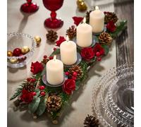 Dibor Roses Four Pillar Centrepiece Christmas Decoration Tealight Holder Candle Holder