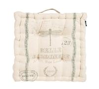 Dibor Seat Pad Insect Print Beige & Green Garden Dining Chair Box Cushion