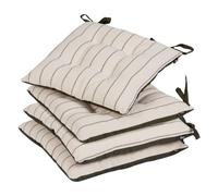 Dibor Seat Pads Set of 4 Stitched Stripe Garden Dining Chair Cushions