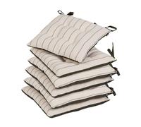Dibor Seat Pads Set of 6 Stitched Stripe Garden Dining Chair Cushions
