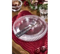 Dibor Set of 10 Bella Perle Christmas Dinner Plates Serving Dishes Dia 26cm in Clear | Size: 10 Pack Dibor Clear 10 Pack