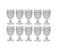 Dibor Set Of 10 Vintage Luxury Embossed Glass Wine Goblets Wedding Decor Glasses 350Ml
