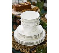 Dibor Set of 12 Four Person Royal White Christmas Dinner Set Christmas Crockery Set | Size: 12 Pack Dibor White 12 Pack