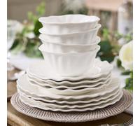 Dibor Set of 12 Four Person Royal White Christmas Dinner Set Christmas Crockery Set | Size: 12 Pack Dibor White 12 Pack