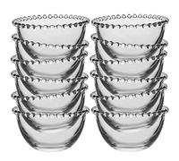 Dibor Set of 12 Glass Bowls - Beaded Edge Dessert Bowls Alfresco Dining Tableware