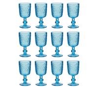 Dibor Set of 12 Luxury Spring Summer Bright Blue Drinking Glass Wine Goblets Wedding Gift 300ml | Size: 12 Pack Dibor Blue 12 Pack