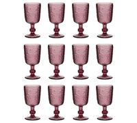 Dibor Set of 12 Luxury Spring Summer Bright Pink Drinking Glass Wine Goblets Wedding Gift 300ml | Size: 12 Pack Dibor Pink 12 Pack