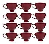 Dibor Set Of 12 Montmartre Large Malbec Red Ceramic Tea Cups Coffee Mugs H9.7Cm X Dia13.5Cm
