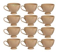 Dibor Set of 12 Montmartre Large Mocha Cream Ceramic Tea Cups Coffee Mugs in Beige | Size: 12 Pack Dibor Beige 12 Pack