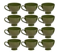 Dibor Set of 12 Montmartre Large Olive Green Ceramic Tea Cups Coffee Mugs | Size: 12 Pack Dibor Green 12 Pack