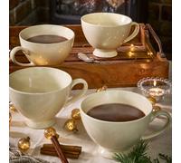 Dibor Set Of 12 Montmartre Large White Ceramic Tea Cups Coffee Mugs H9.7Cm X Dia13.5Cm