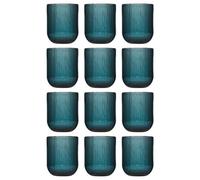 Dibor Set Of 12 Vintage Luxury Blue Ribbed Short Drinking Glass Whisky Glass Tumbers Spring Summer Wedding Decor Glassware 270Ml