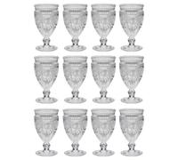 Dibor Set Of 12 Vintage Luxury Embossed Glass Wine Goblets Wedding Decor Glasses 350Ml