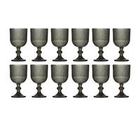 Dibor Set Of 12 Vintage Luxury Grey Ribbed Drinking Wine Glass Wine Goblets Spring Summer Wedding Decor Glassware 360Ml