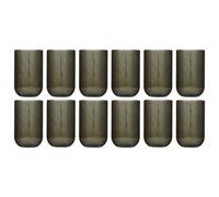 Dibor Set of 12 Vintage Luxury Grey Ribbed Tall Drinking Glass Whisky Glass Tumbers Festive Christmas Decor Glassware 420ml | Size: 12 Pack Dibor Grey 12 Pack