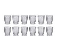 Dibor Set of 12 Vintage Luxury Spring Summer Clear Embossed Short Drinking Glass Whiskey Glass Tumblers Wine Goblets Wedding Gift 340ml Dibor Clear 12 Pack