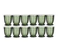 Dibor Set of 12 Vintage Luxury Green Embossed Short Whiskey Glass Tumblers Wine Goblets Festive Christmas Decor Glassware 290ml | Size: 12 Pack Dibor Green 12 Pack