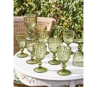 Dibor Set of 12 Vintage Luxury Green Wine Goblets Drinking Glass Festive Christmas Decor Glassware 350ml | Size: 12 Pack Dibor Green 12 Pack