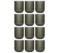 Dibor Set Of 12 Vintage Luxury Grey Ribbed Short Whisky Glass Tumbers Festive Christmas Decor Glassware 270Ml