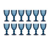 Dibor Set of 12 Vintage Luxury Sapphire Blue Drinking Wine Glass Wine Goblets Festive Christmas Decor Glassware 350ml | Size: 12 Pack Dibor Blue 12 Pack
