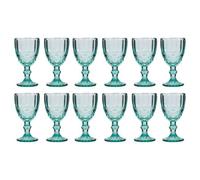 Dibor Set Of 12 Vintage Luxury Turquoise Drinking Glass Spring Summer Wine Goblets 350Ml