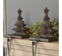 Dibor Set Of 2 3D Christmas Tree Decorative Stocking Hook Fireplace Stocking Holder Christmas Stocking Holders