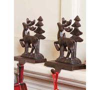 Dibor Set of 2 3D Reindeer Decorative Christmas Stocking Holders in Brown | Size: 2 Pack Dibor Brown 2 Pack