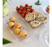 Dibor Set Of 2 Bella Perle Beaded Medium & Large Glass Christmas Tableware Serving Platter Gift Idea