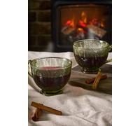 Dibor Set of 2 Botanical Green Leaves Afternoon Tea Cups | Size: 2 Pack Dibor Green 2 Pack