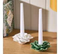 Dibor Set Of 2 Botanical Taper Table Decoration Christmas Candle Holders