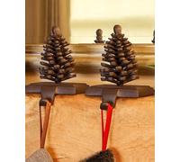 Dibor Set of 2 Cast Iron Pine Cone Decorative Christmas Stocking Holders in Brown | Size: 2 Pack Dibor Brown 2 Pack