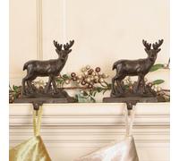 Dibor Set of 2 Cast Iron Reindeer Christmas Stocking Holders in Brown | Size: 2 Pack Dibor Brown 2 Pack