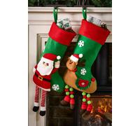Dibor Set of 2 Christmas Character Hanging Legs Stocking Children's Gift Bag | Size: 2 Pack Dibor Multicolor 2 Pack