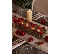 Dibor Set of 2 Christmas Roses Four Tealight Table Decoration Centrepiece Christmas Décor Candle Holders 40cm in Red | Size: 2 Pack Dibor Red 2 Pack