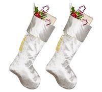 Dibor Set of 2 Deluxe Luxury Silver Crushed Velvet Christmas Stockings (CR07)