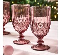Dibor Set of 2 Diamond Pink Christmas Decor Wine Glass Wine Goblets Festive Christmas Decor Glassware 320ml | Size: 2 Pack Dibor Pink 2 Pack