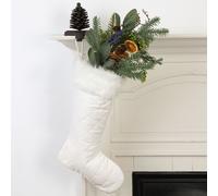 Dibor Set of 2 Faux Fur Cuff White Quilted Xmas Decoration Christmas Gift Bag | Size: 2 Pack Dibor White 2 Pack