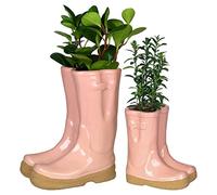Dibor Set of 2 Flower Pot Planters - Small & Large Wellington Boot (Pink)