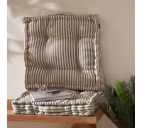 Dibor Set Of 2 Giant Grey Striped Indoor Dining Chair Seat Pad Cushions L50Cm X W50Cm