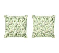 Dibor Set Of 2 Large Green Leaf Print Outdoor Garden Sofa & Chair Cushions