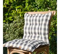 Dibor Set of 2 Grey Gingham Summer Outdoor Garden Chair Seat Pad Cushions W40 x L40cm | Size: 40 cm x 40 cm Dibor Grey 40 cm x 40 cm